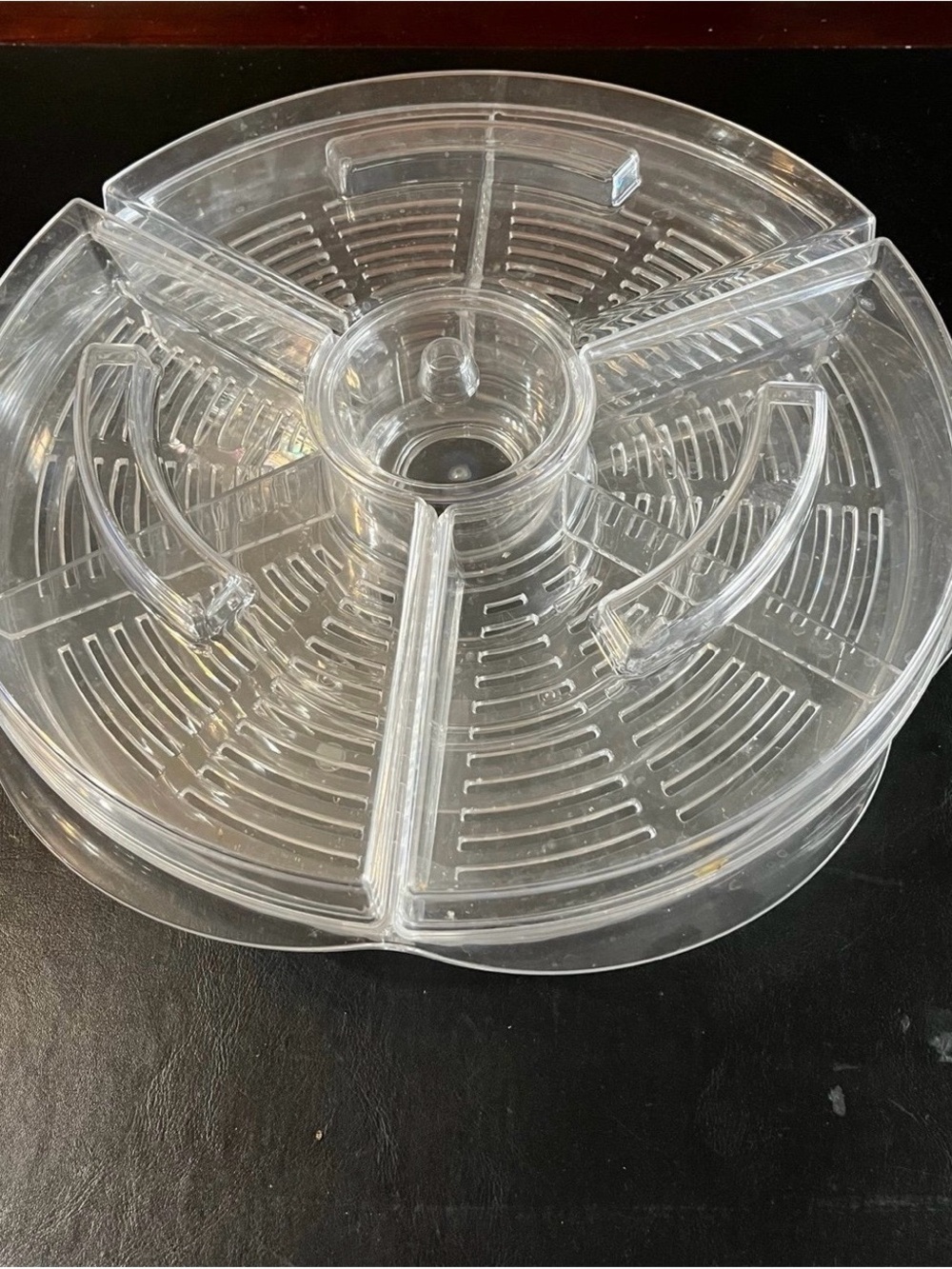 Lucite Divided Lazy Susan with Center Dip
